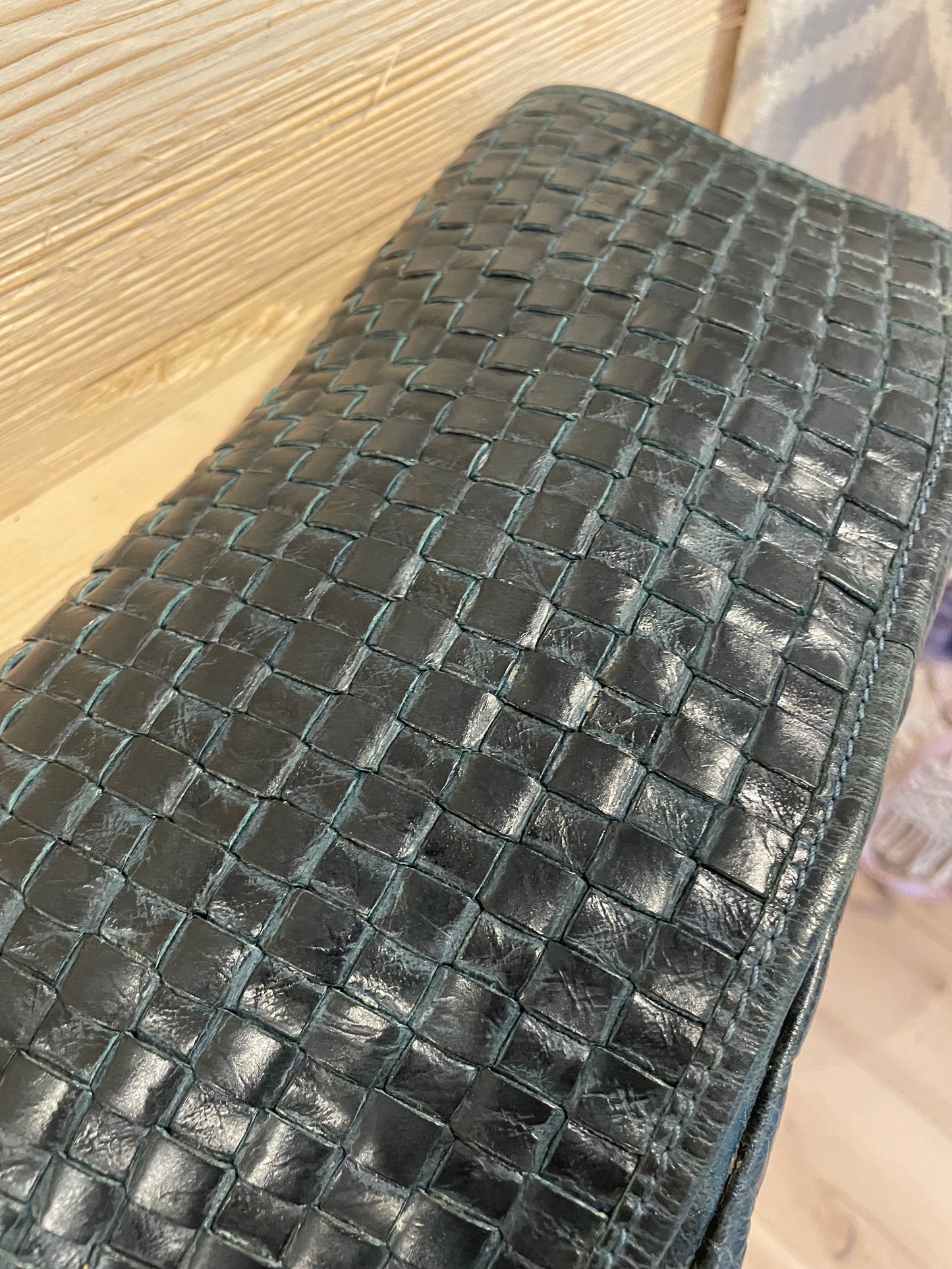 Überschlagtasche Echtledertasche grün/blau