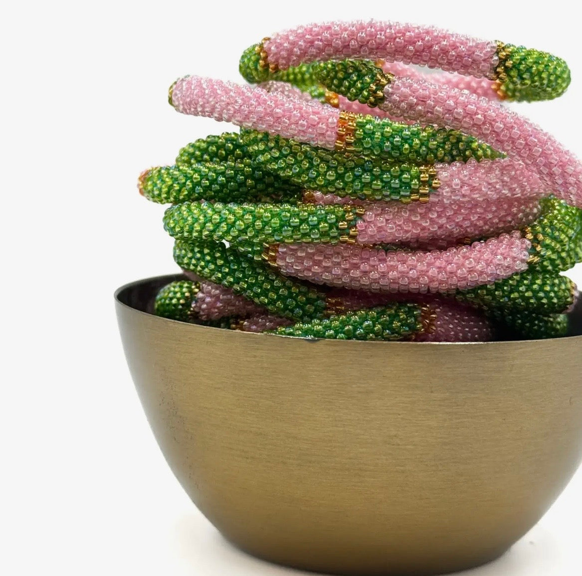 Glasperlen Armband Rosa, Grün