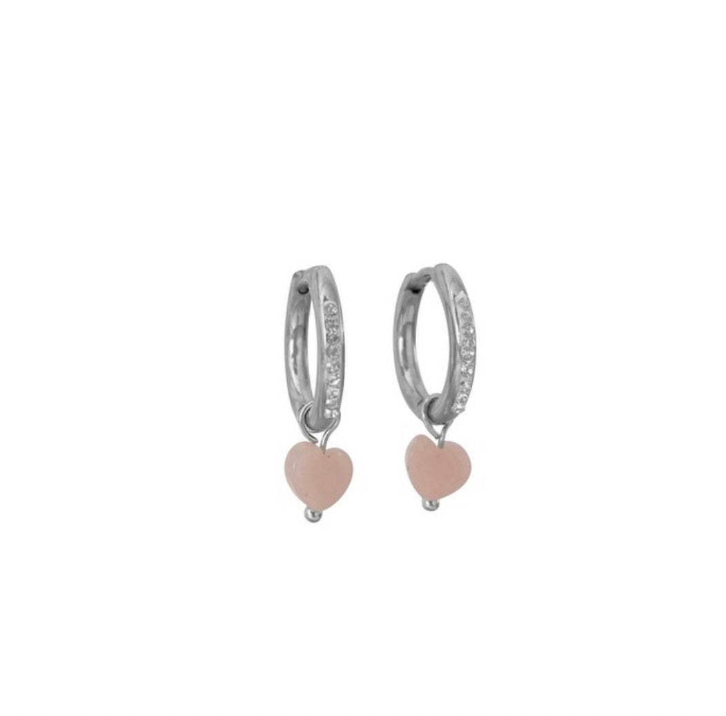Filigraner Steinschmuck Ohrringe Rosa- Silber