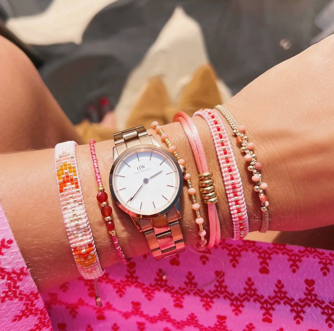 Edelsteinarmband apricot/ gold