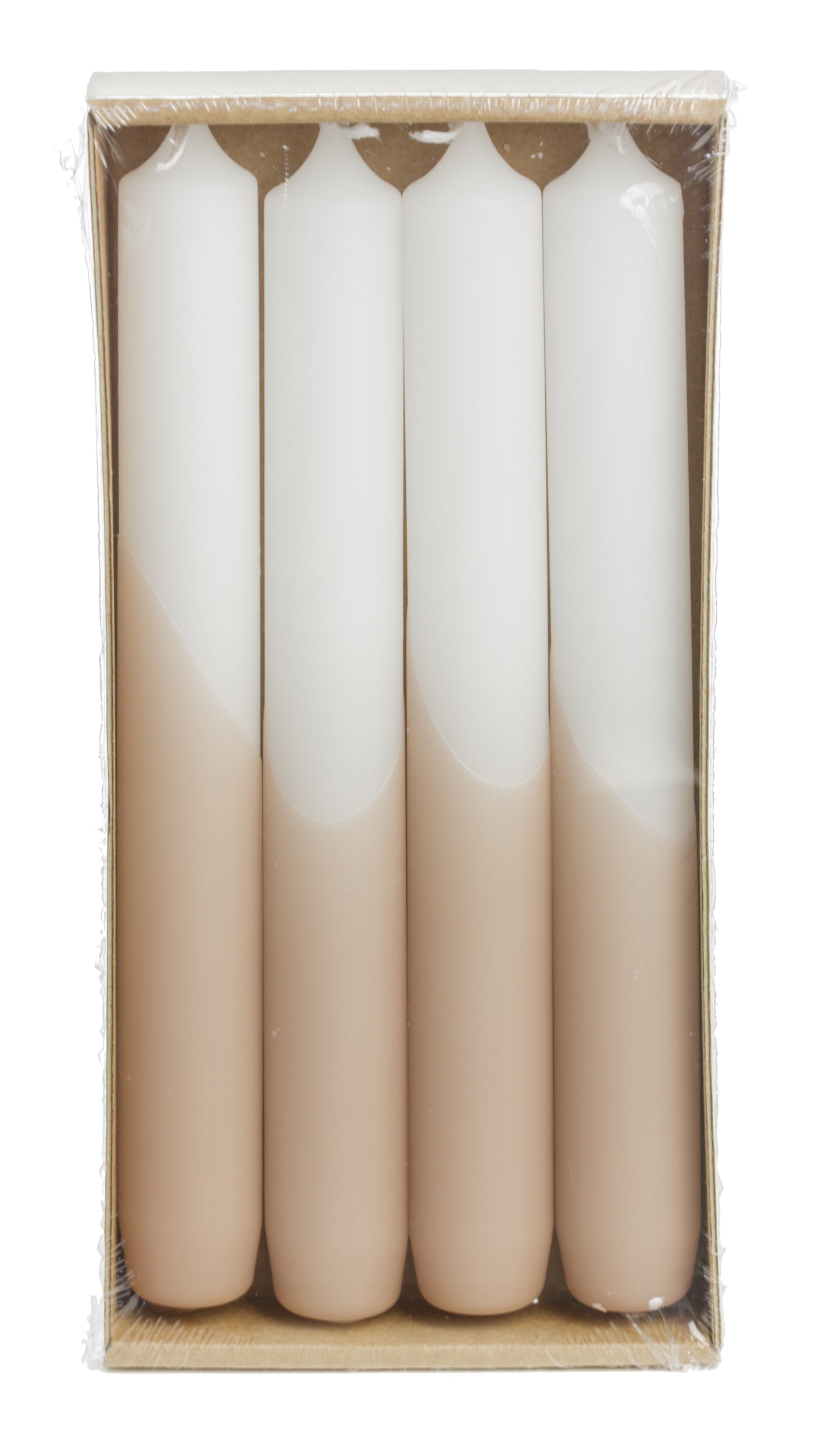 Handgezeichnete Stabkerzen mit leichten Farbverlauf in beige & weiß. Die beiden Farben gehen elegant ineinander über.