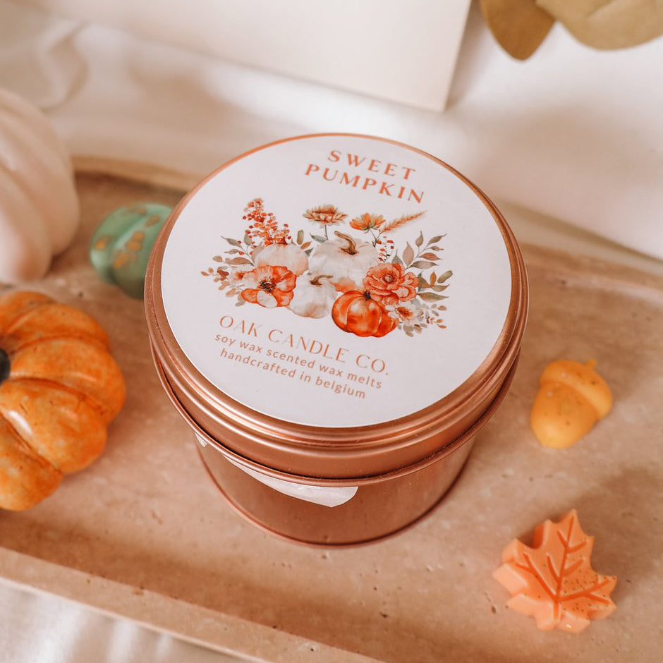 Duftwachs "Süßer Kürbis" in rosé goldener Blechdose
