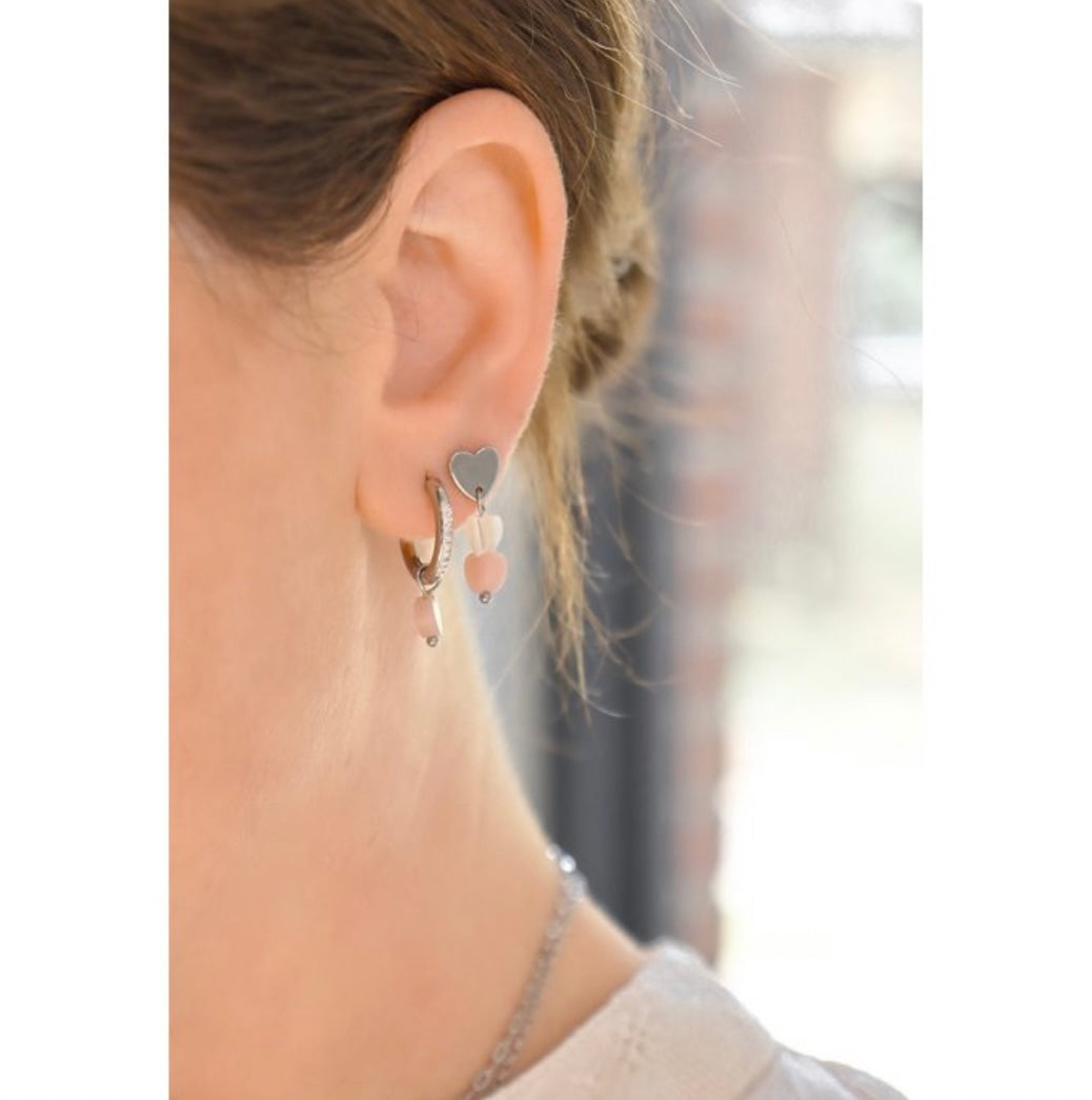 Filigraner Steinschmuck Ohrringe Rosa- Silber