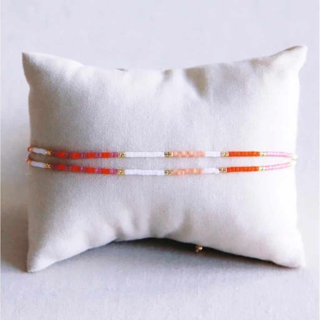 Doppeltes Miyuki Armband weiß orange lila