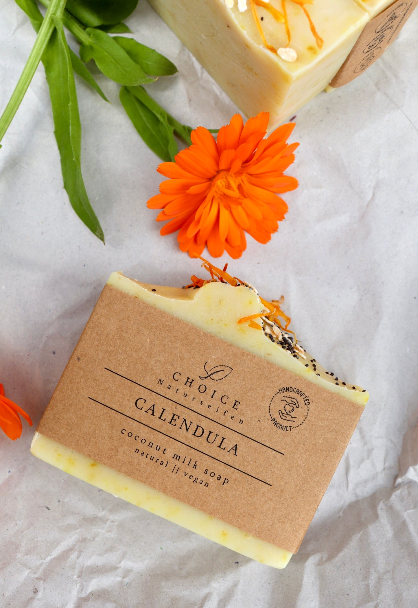Naturseife Calendula mit rein natürlichen Inhaltsstoffen. Duftfrei!!