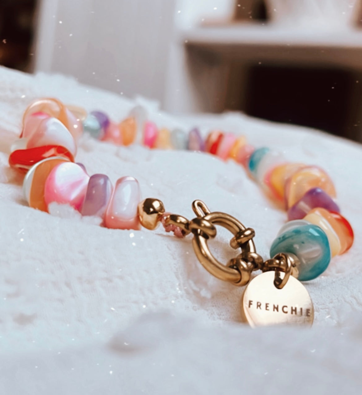 Sommer Armband mit Edelstahl Sailor Verschluss und Natursteinen!