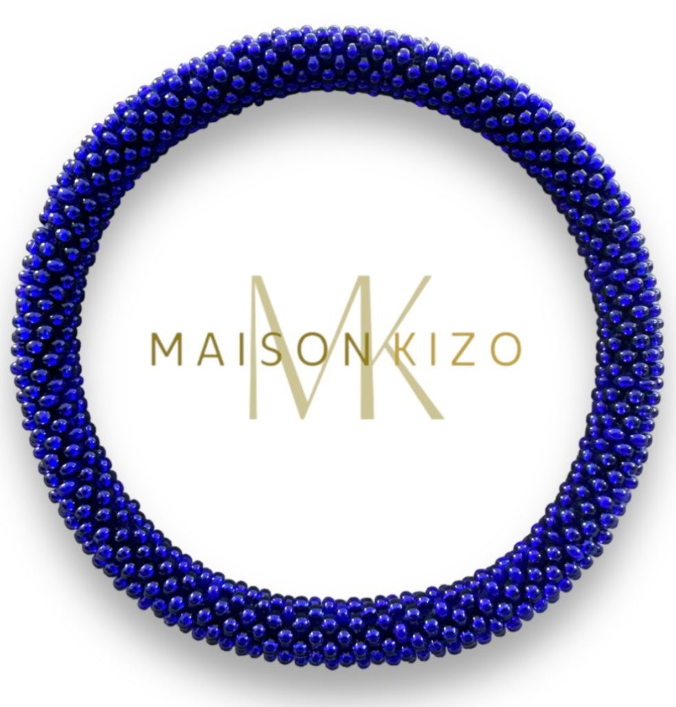 Handgefertigtes Glasperlen Armband glänzend in Royalblau