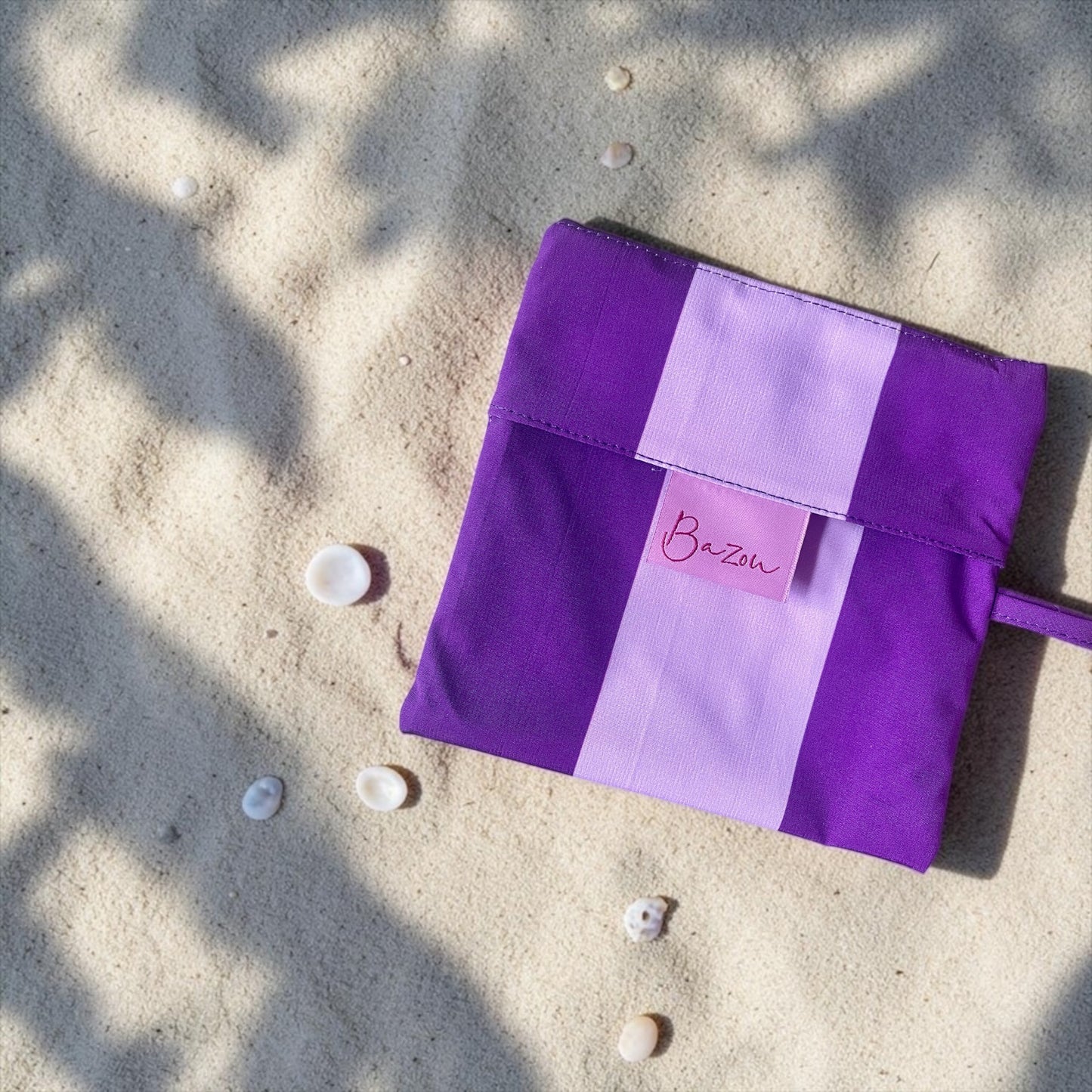 Faltbarer wasserabweisender Shopper rosa/lila Strrifen Muster! Für Einkäufe oder als Strandtasche verwendbar. Praktisch mit Aufbewahrungs Beutel.
