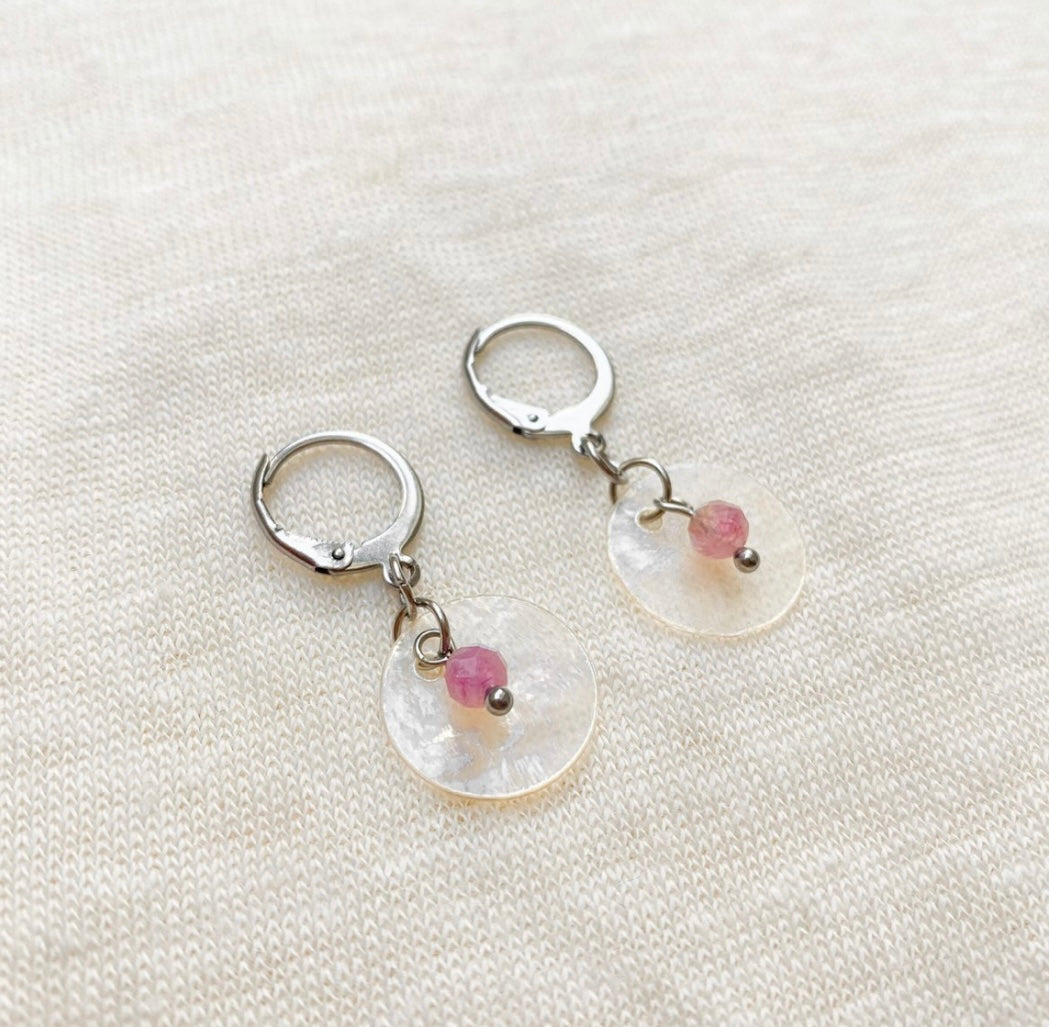 Filigraner Steinschmuck Ohrringe Turmalin & Muschel