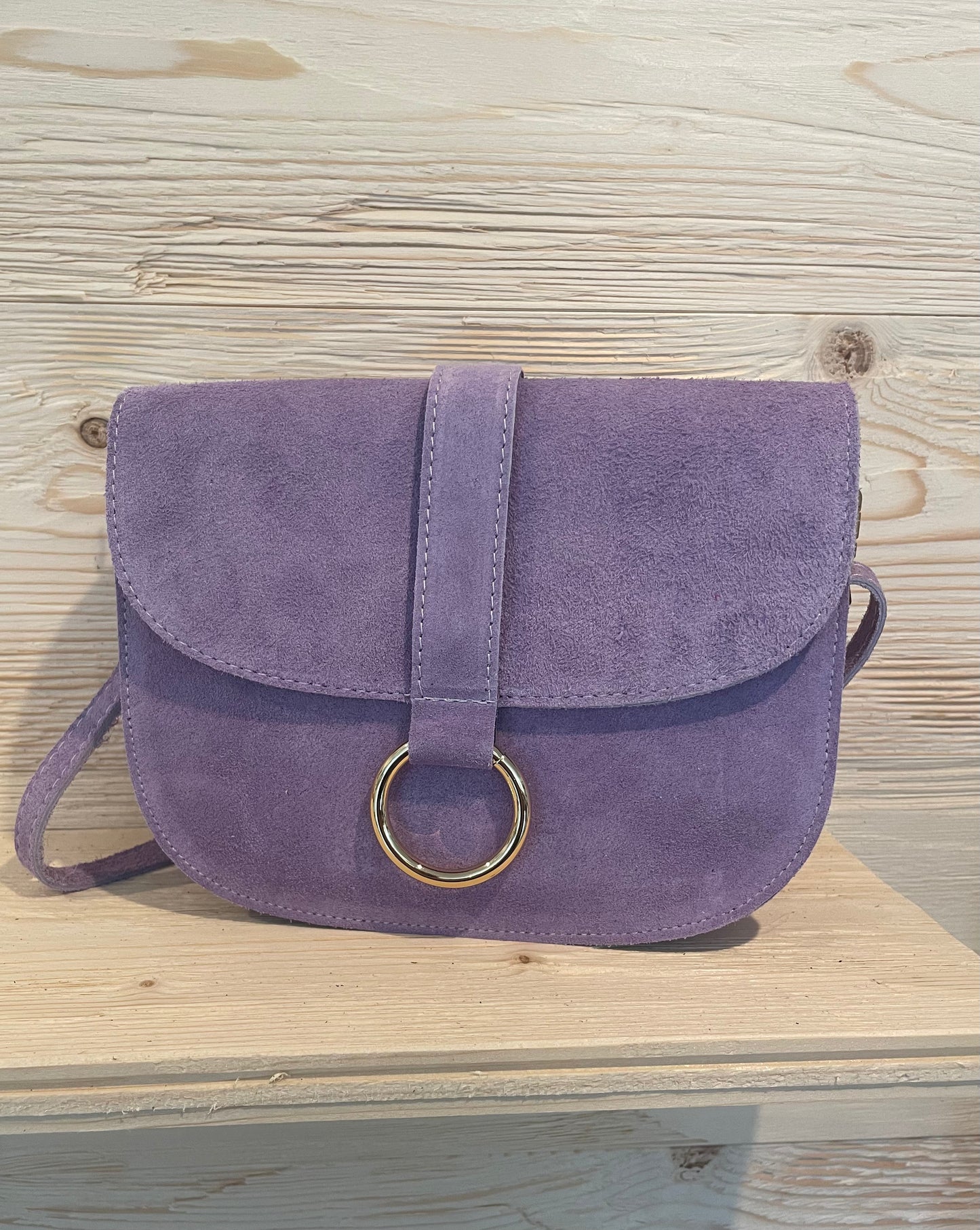 Italienische Echtledertasche Wildledertasche Flieder
