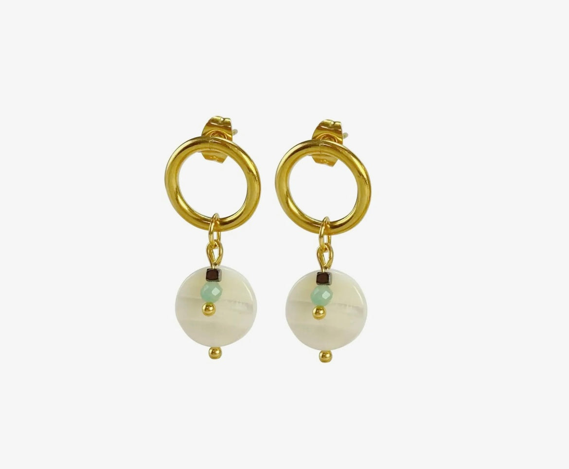 Filigraner Steinschmuck Ohrringe Muschel & Hämatit