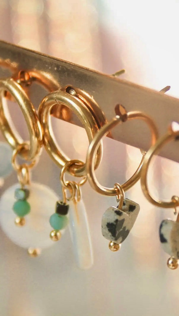 Filigraner Steinschmuck Ohrringe Muschel & Hämatit