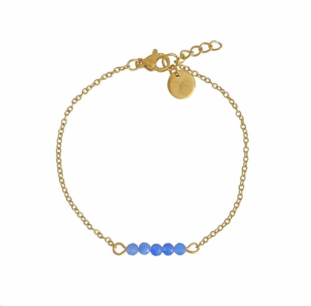 Filigranes Edelstahl Armband mit Blauen Aventurin Steinen