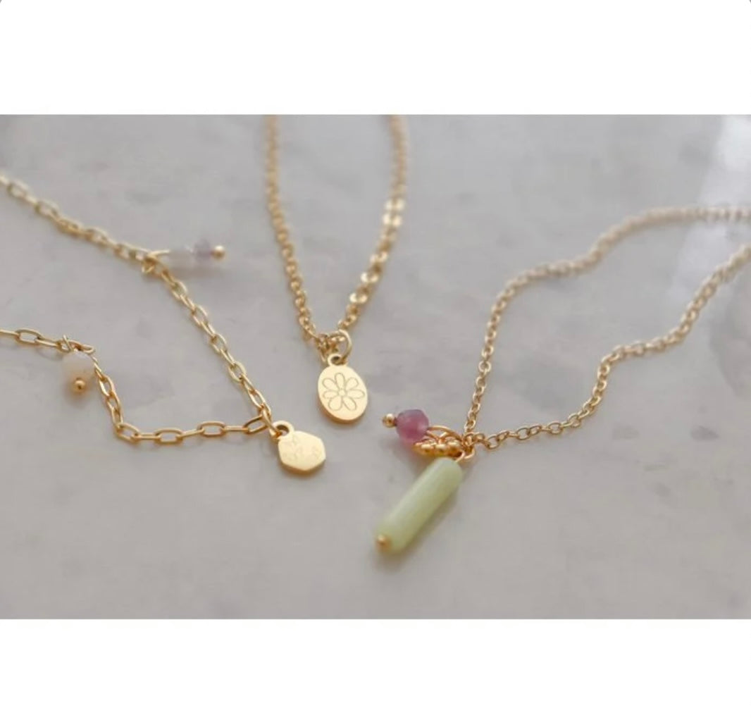 Filigraner Steinschmuck Kette Zitrone Gold