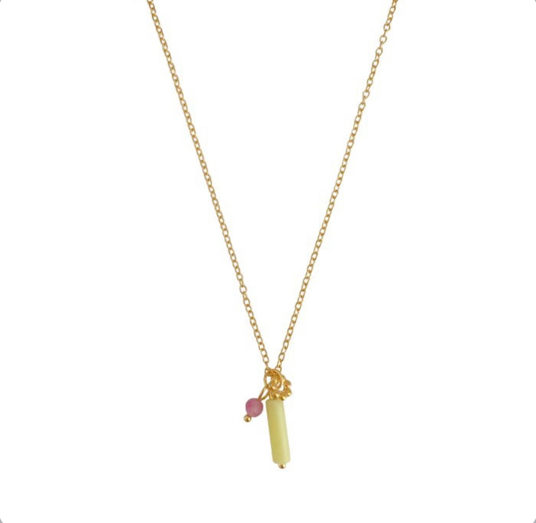 Filigraner Steinschmuck Kette Zitrone Gold