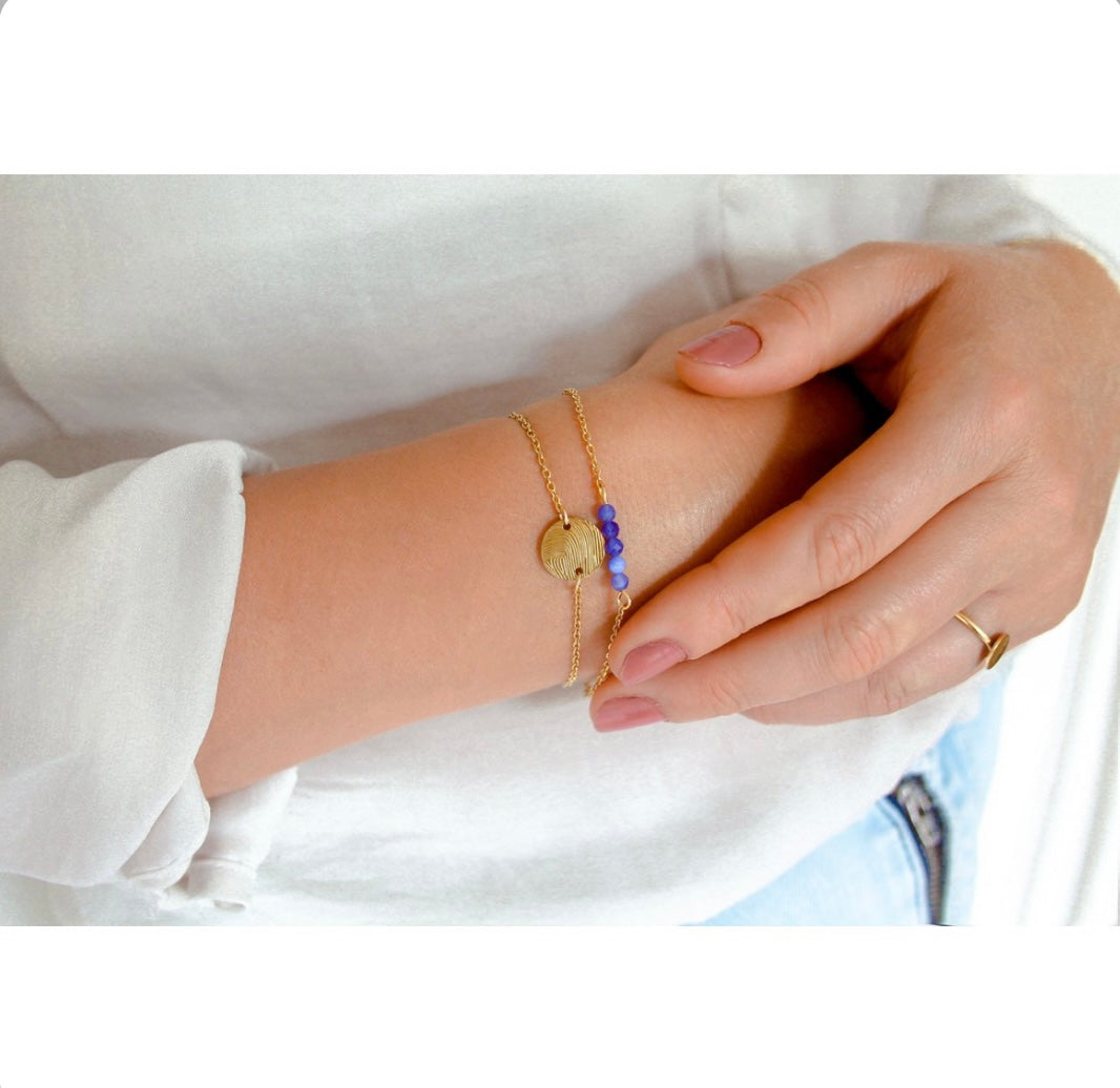Filigranes Edelstahl Armband mit Blauen Aventurin Steinen