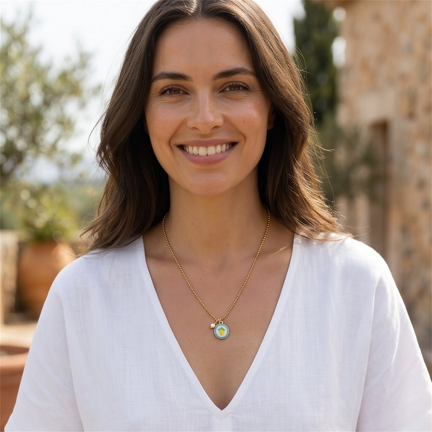 Zitronen Medaillon Kette