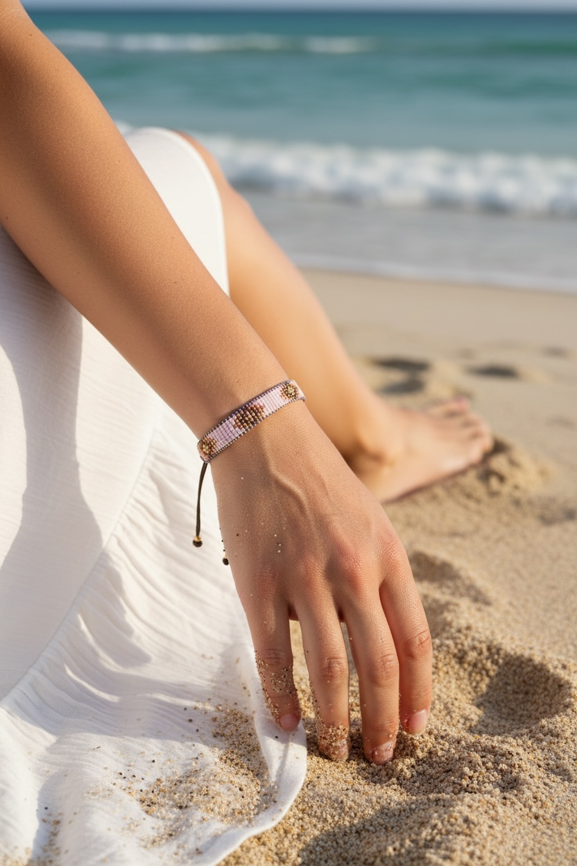 Gewebtes Miyuki Armband Cognac