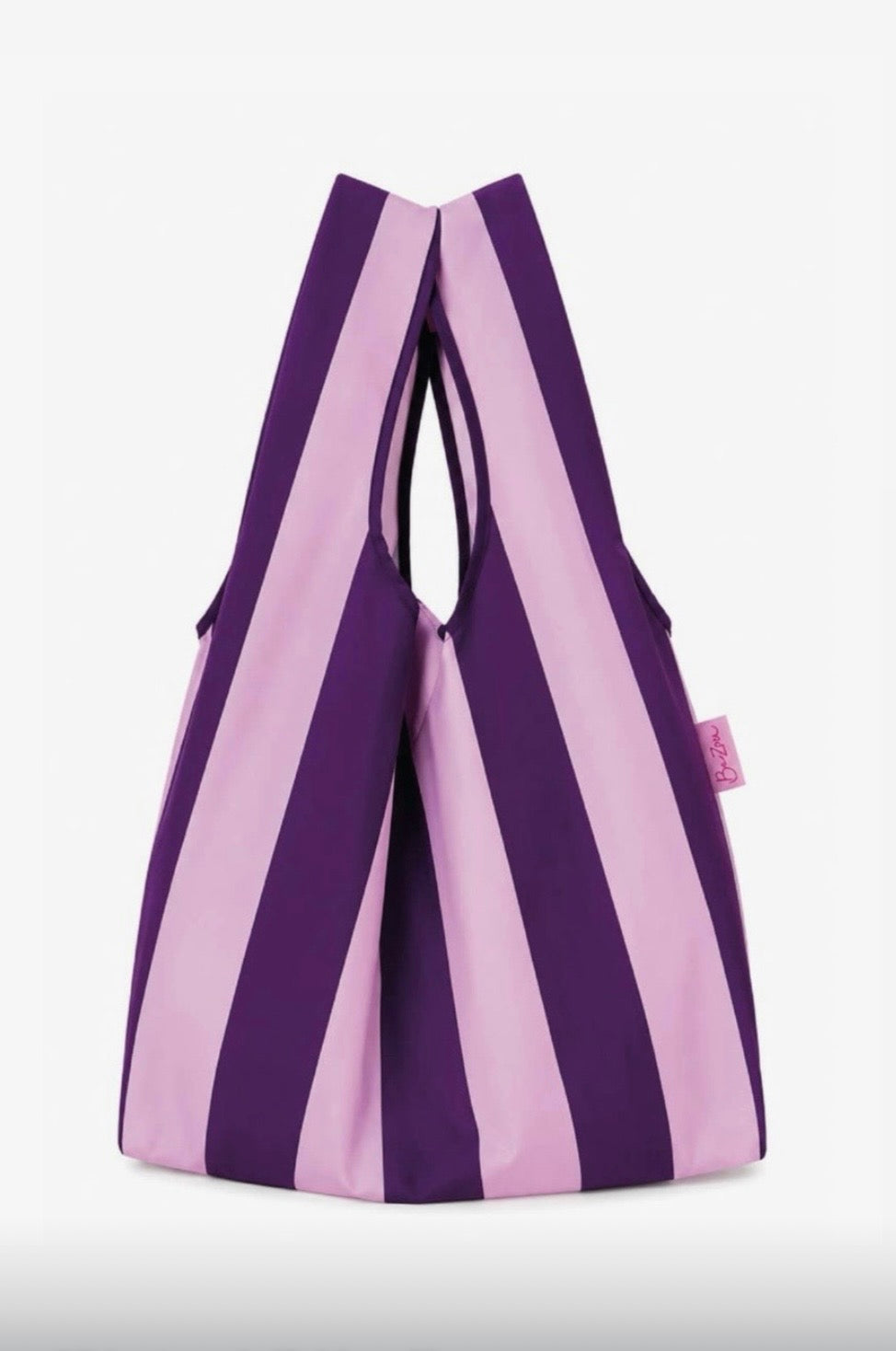Faltbarer wasserabweisender Shopper rosa/lila Strrifen Muster! Für Einkäufe oder als Strandtasche verwendbar. Praktisch mit Aufbewahrungs Beutel. 