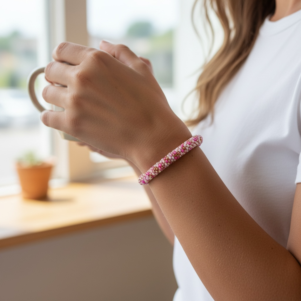 Glasperlen Armband Pinki Rosa