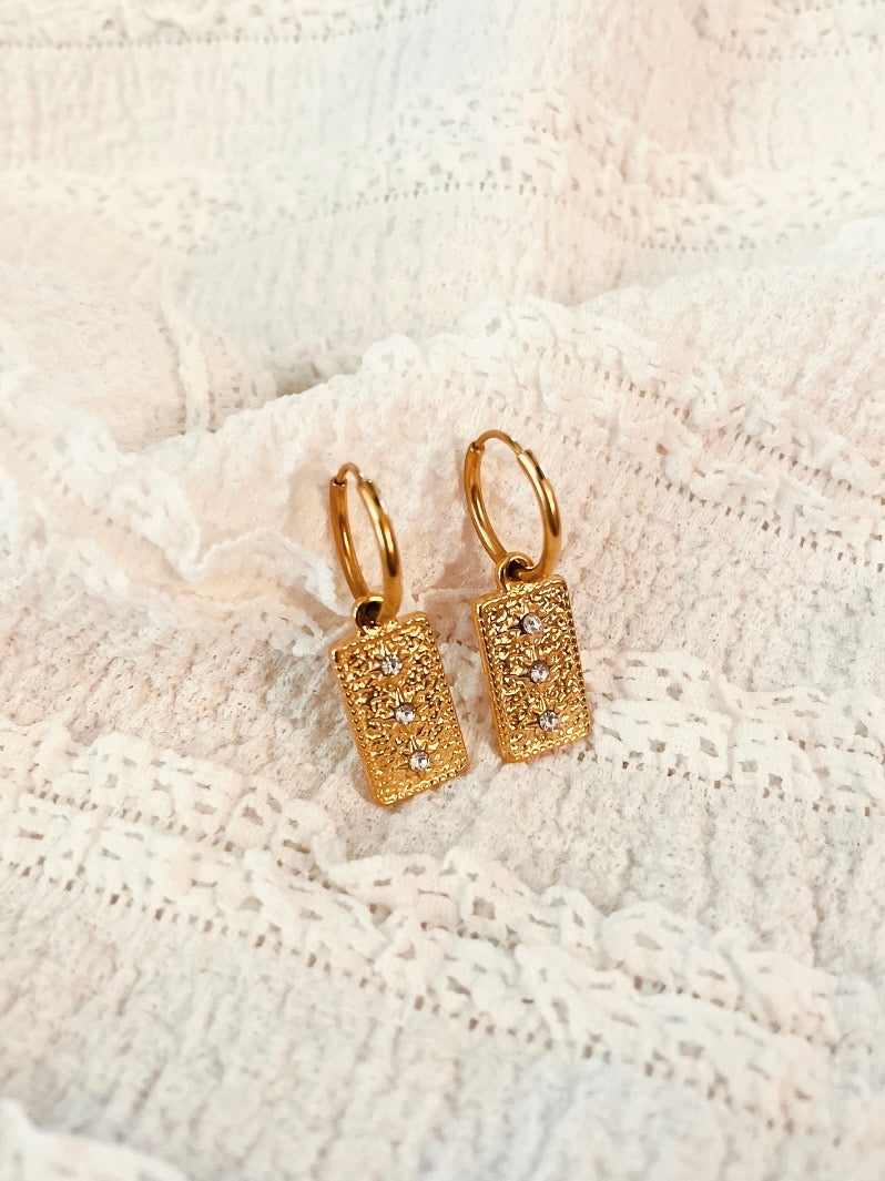 Medaillon Creolen mit Strass Steinchen