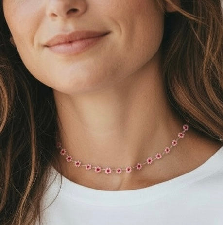 Miyuki Blüten Kette Pink