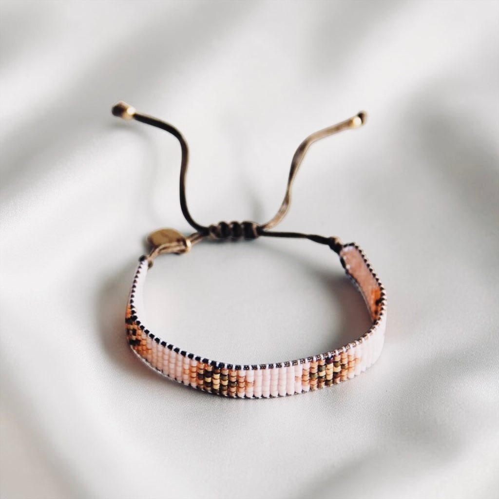 Gewebtes Miyuki Armband Cognac