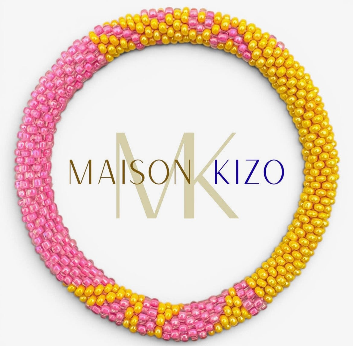 Glasperlen Armband Gelb, Pink