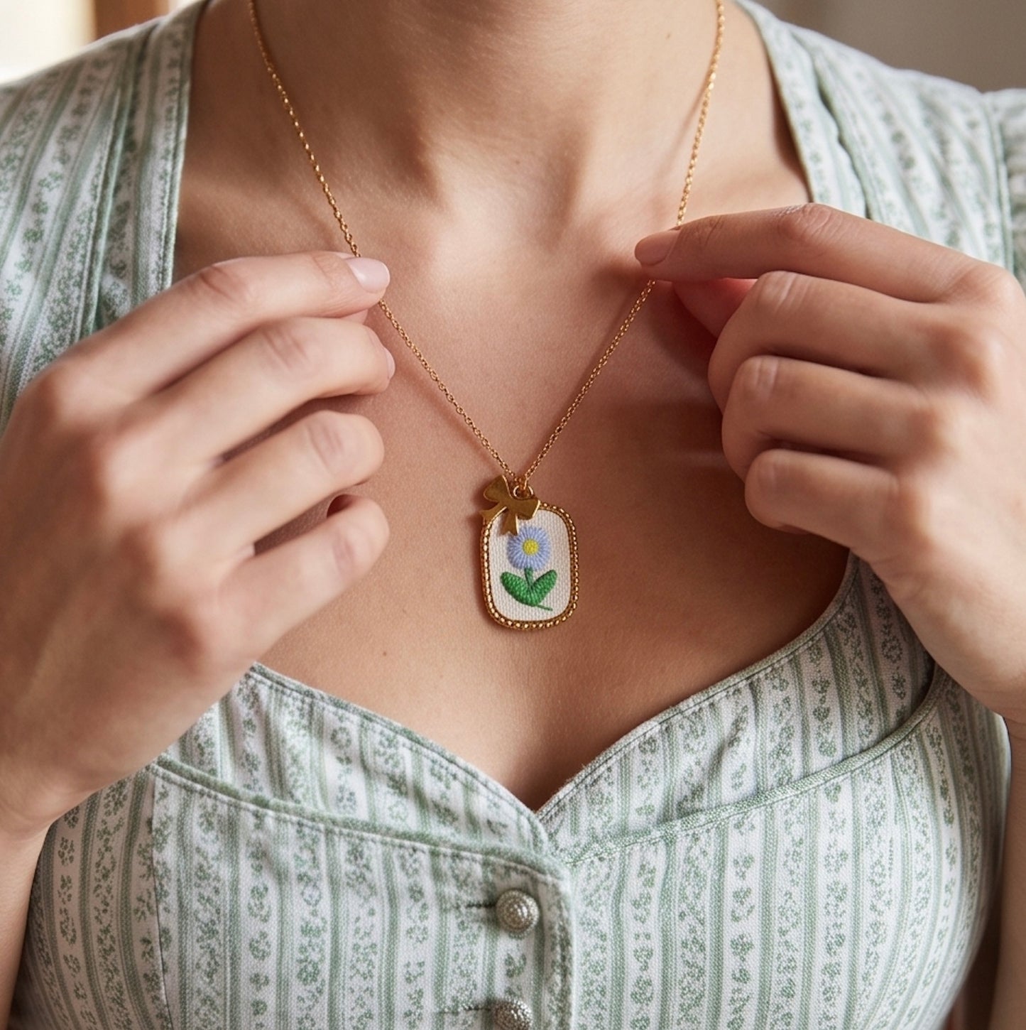 Feine Dirndl Kette "Vergissmeinnicht"
