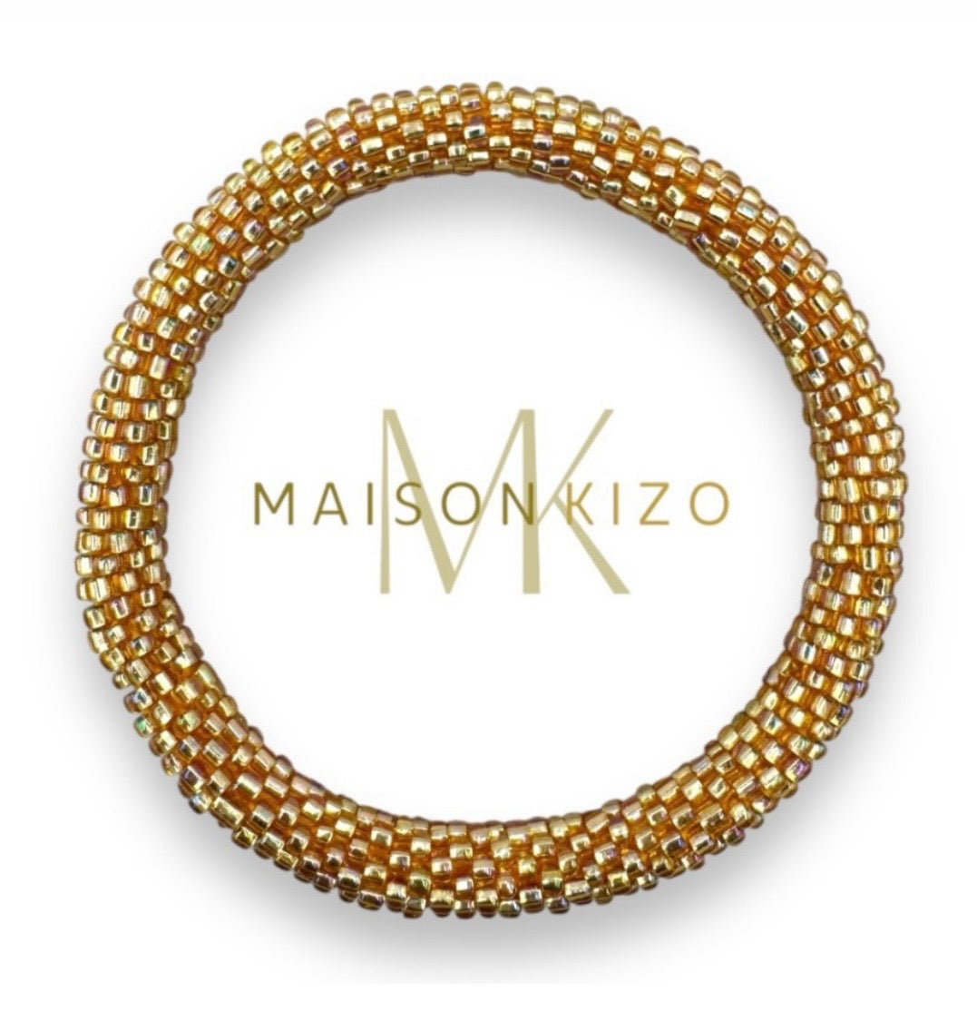Glasperlen Armband Gold