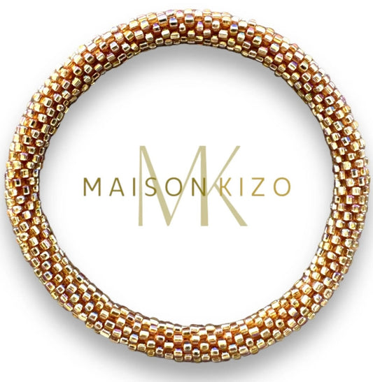 Fair Trade hergestelltes Glasperlen Armband mit Miyuki Perlen. In Handgearbeitet in elegantem Gold.