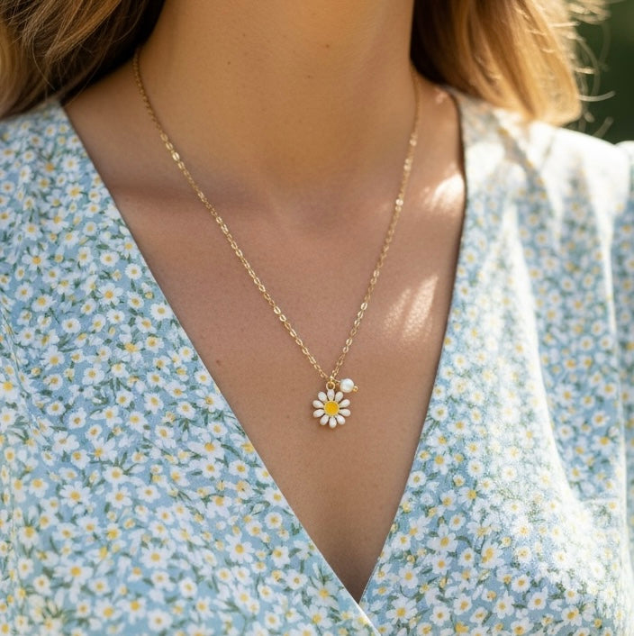 Gänseblümchen Kette weiß
