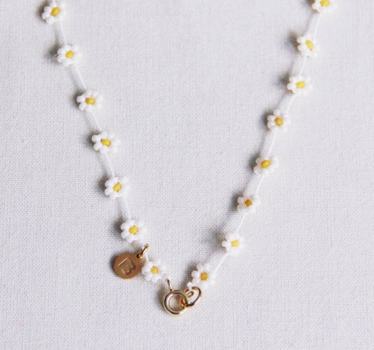 Miyuki Blüten Kette Weiß Gelb