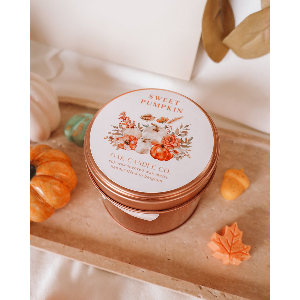 Duftwachs "Süßer Kürbis" in rosé goldener Blechdose