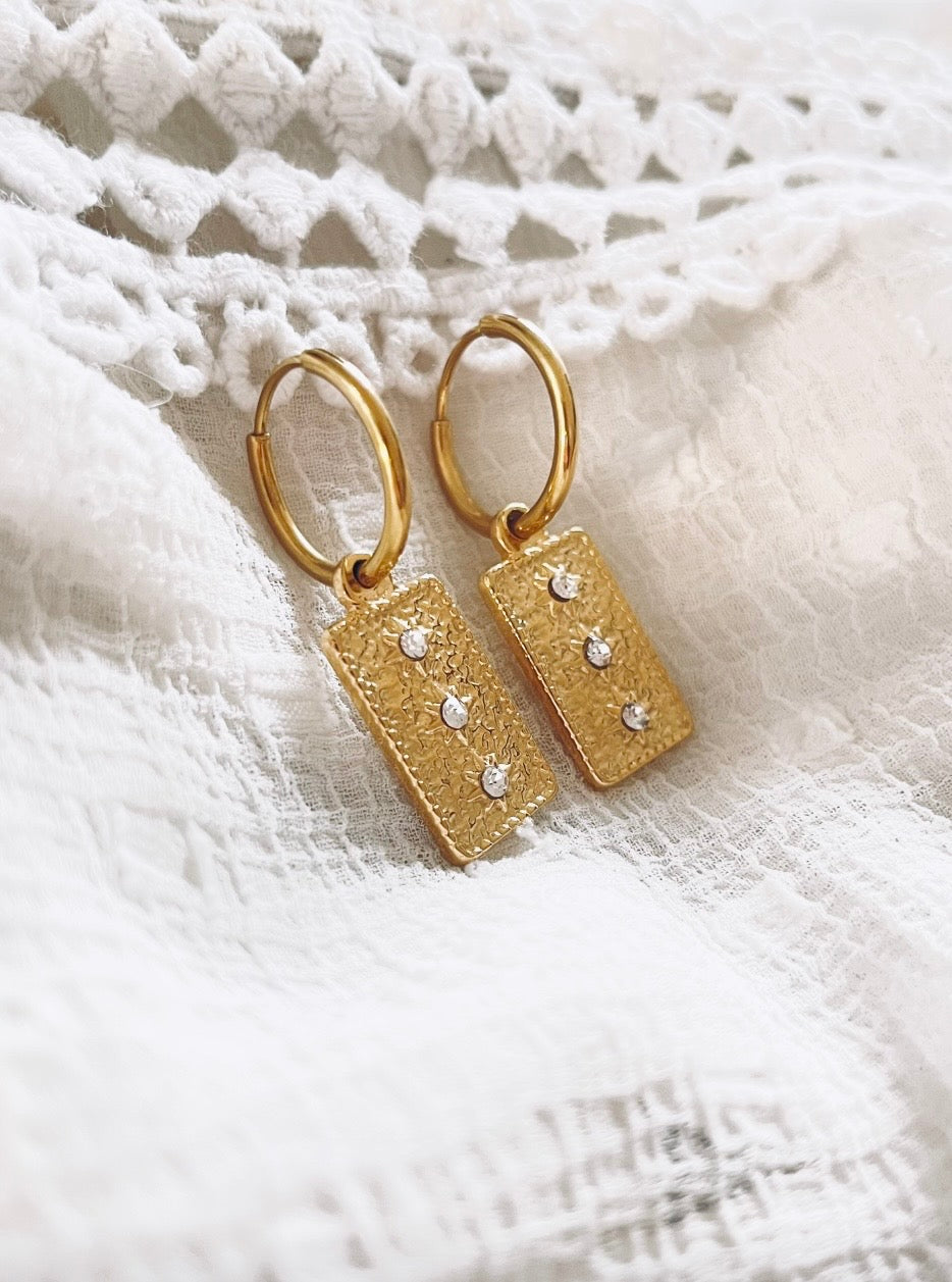 Medaillon Creolen mit Strass Steinchen