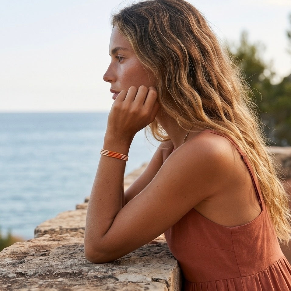 Miyuki-Armband orange vierfach
