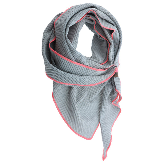 Dreiecks Tuch aus 100% Baumwolle Waffelmuster. In der Farbe grau/rosa