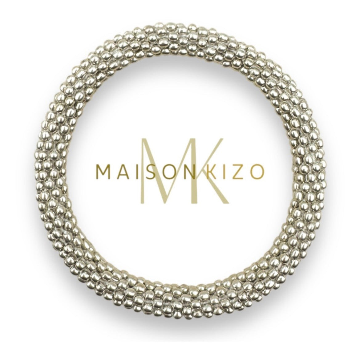 Handgefertigtes Gasperlen Armband aus Nepal mit Miyuki Perlen in glänzenden Silber Miyukiperlen!