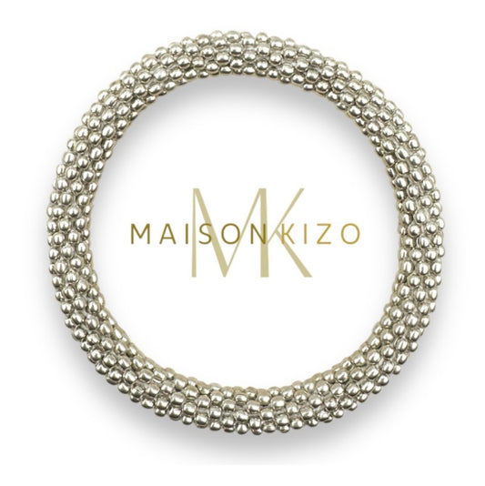 Handgefertigtes Gasperlen Armband aus Nepal mit Miyuki Perlen in glänzenden Silber Miyukiperlen!