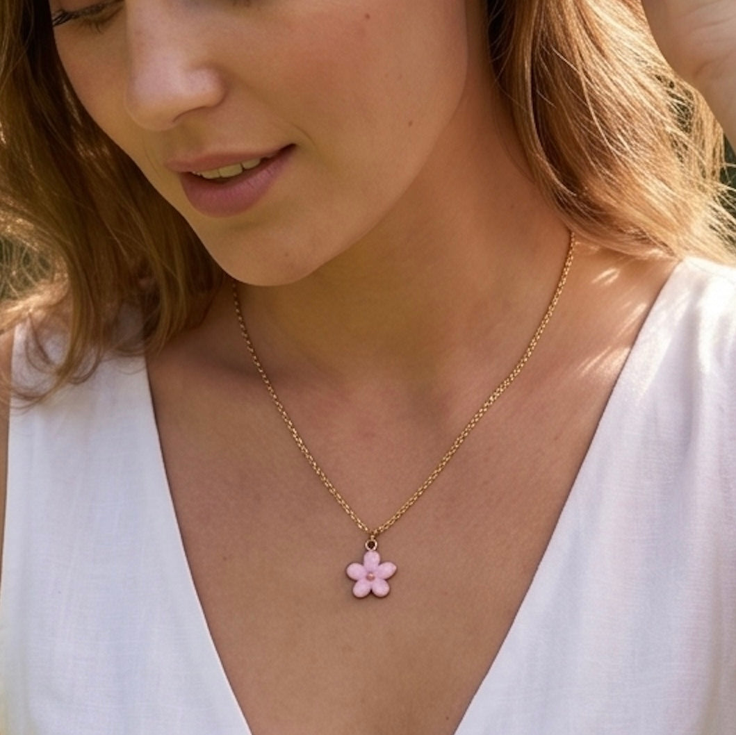 Halskette rosa Blümchen