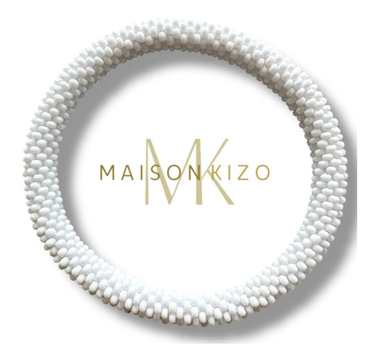 Glasperlenarmband mit weißen Miyuki Perlen. Fair Trade Handgefertigt in Nepal! Farbe: weiß