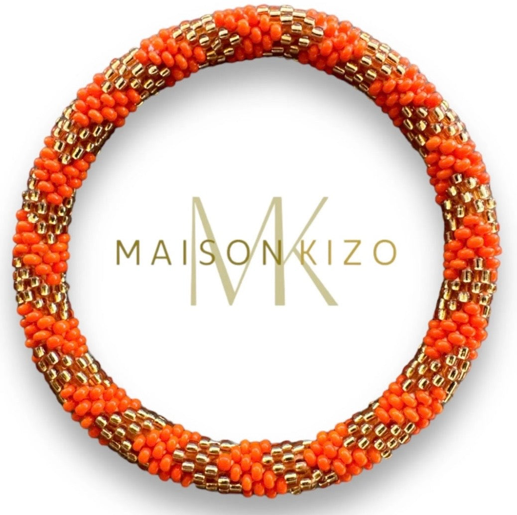 Glasperlen Armband Orange Gold