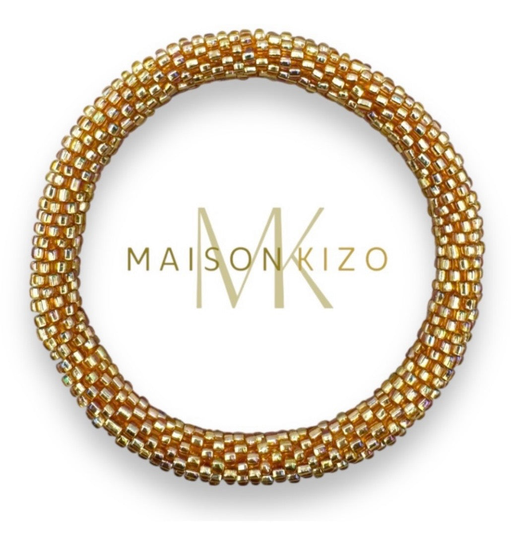 Glasperlen Armband Gold