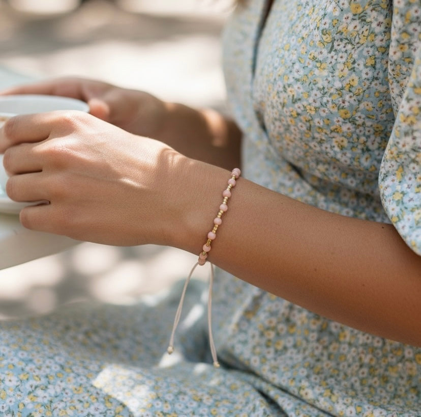 Edelsteinarmband apricot/ gold