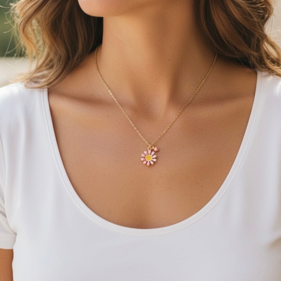 Pinke Gänseblümchen Kette