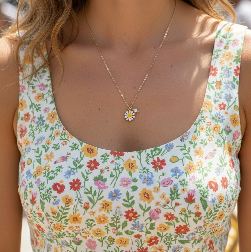 Gänseblümchen Kette weiß