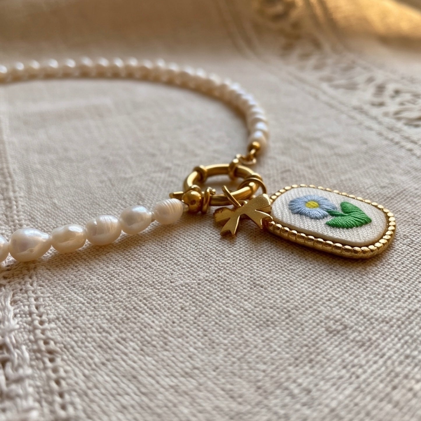 Dirndl Perlenkette „Vergissmeinnicht“