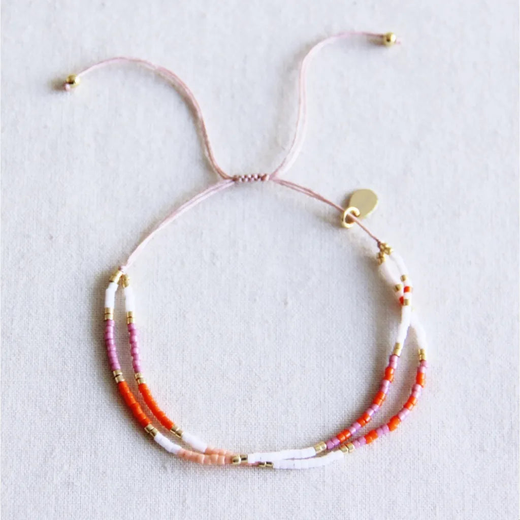 Doppeltes Miyuki Armband weiß orange lila