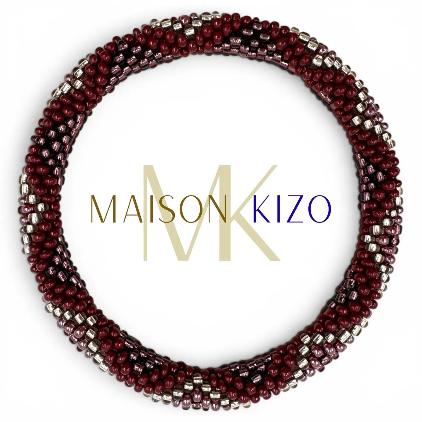 Glasperlenarmband Boho Design in Weinrot und Bordeaux mit silbernen Akzenten, handgefertigt in Nepal