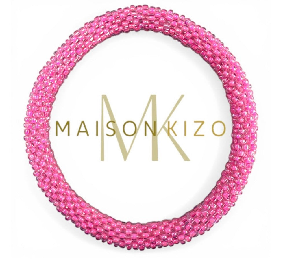 Handgefertigtes Gasperlen Armband aus Nepal mit Miyuki Perlen in knalligen pink.